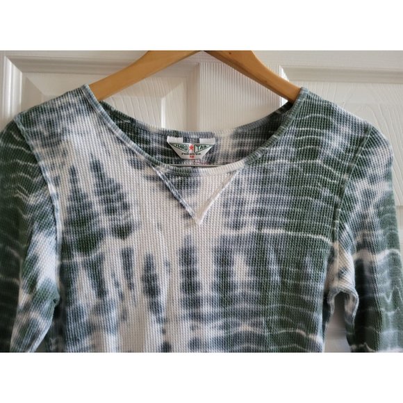 Hard Tails Forever Womens green tie dye long ribbed top size Medium - Picture 2 of 8